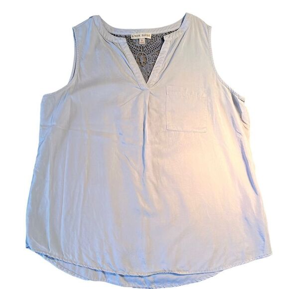 Knox Rose light blue V neck top with back lace insert XL - Picture 1 of 8